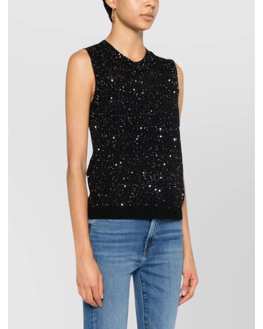 Golden Goose Deluxe Brand Black Knitted Vest With Sequins Embell