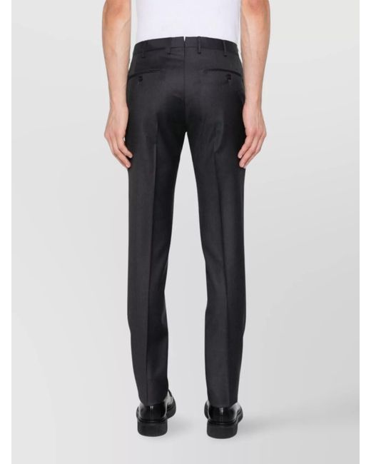 Incotex Black Virgin Wool Straight-Leg Trousers for men
