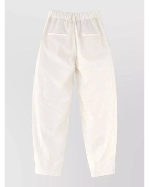 Alysi White Silk Tapered Trousers