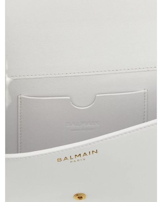 Balmain White Leather Chain Wallet