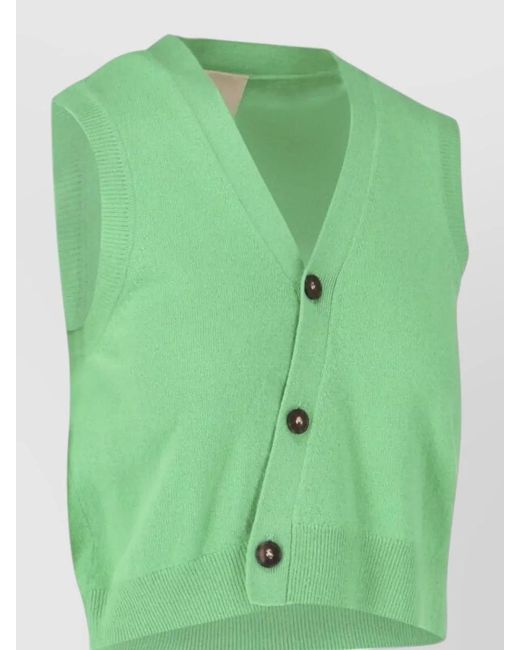 THE GARMENT Green Ribbed Hem Sleeveless Top V Neckline