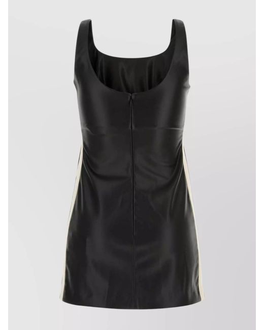 Palm Angels Black Vegan Leather Mini Dress