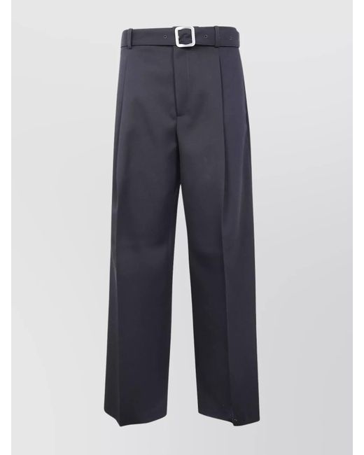 Jil Sander Blue Wide Leg Trousers Front Pleats Design for men