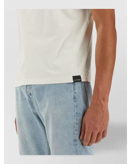 Courreges Blue Cotton Logo T-Shirt for men