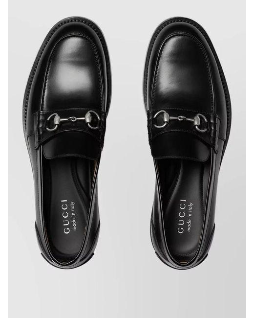Gucci Black Leather Horsebit Loafers for men