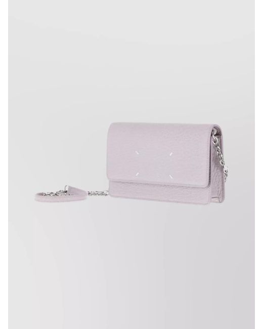 Maison Margiela Pink Leather Grained Wallet On Chain