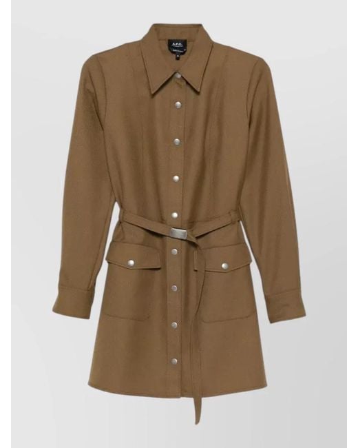 A.P.C. Green Belted Dress