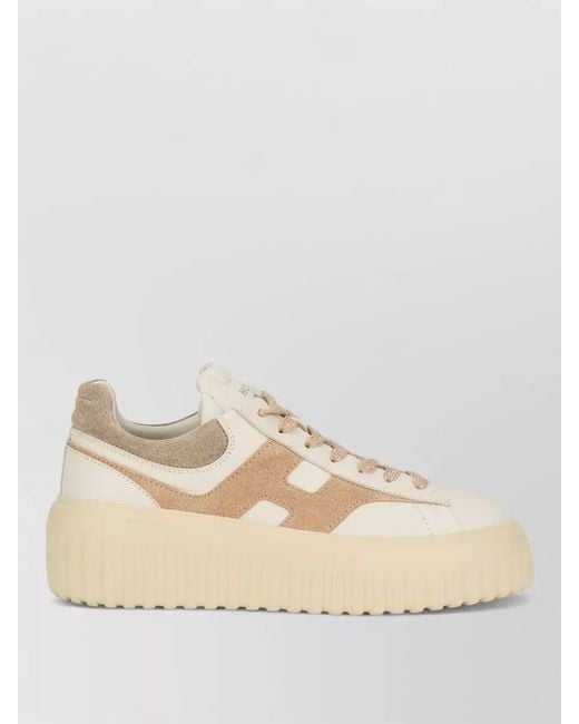 Hogan Natural Platform Tennis Sneakers Suede Leather Upper