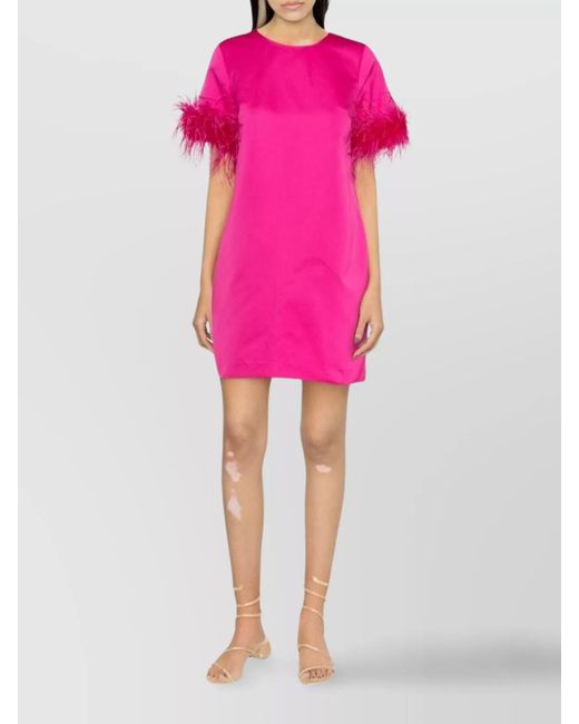 P.A.R.O.S.H. Pink Feather Mini Dress