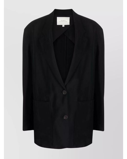 Studio Nicholson Black Cotton Blend Jacket With Crepe Texture