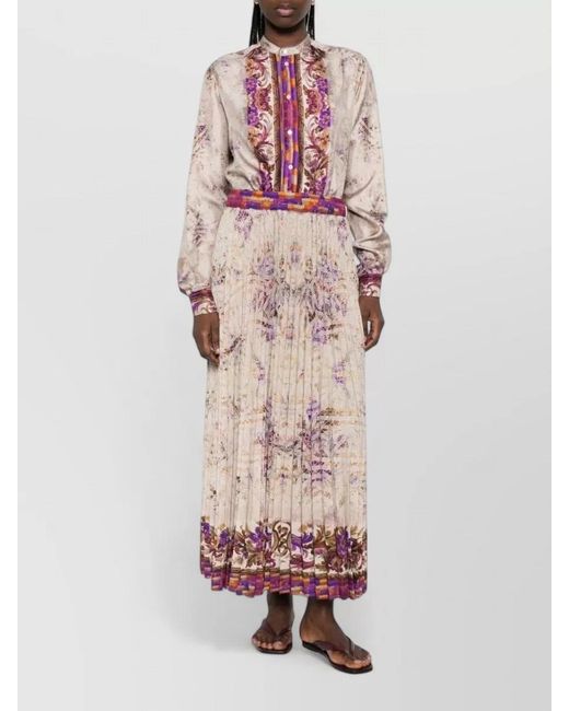 Pierre Louis Mascia Multicolor Silk Floral-Print Pleated Skirt