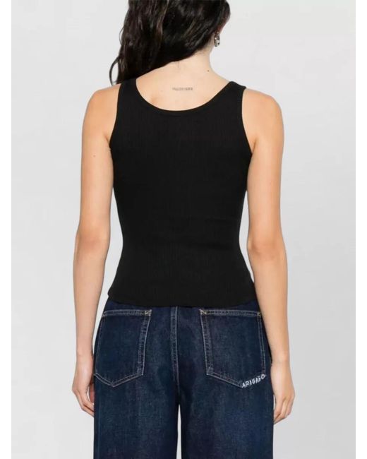 Amiri Blue Ma Embroidery Ribbed Tank Scoop Neck