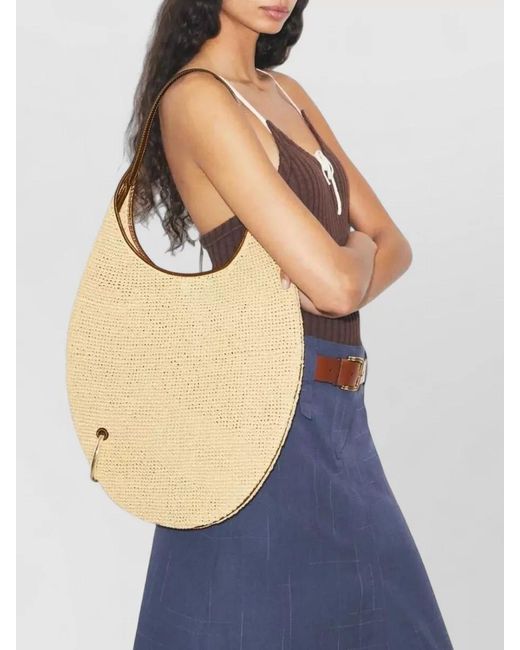 Tory Burch Natural Pierced Raffia Shoulder Bag Large Size