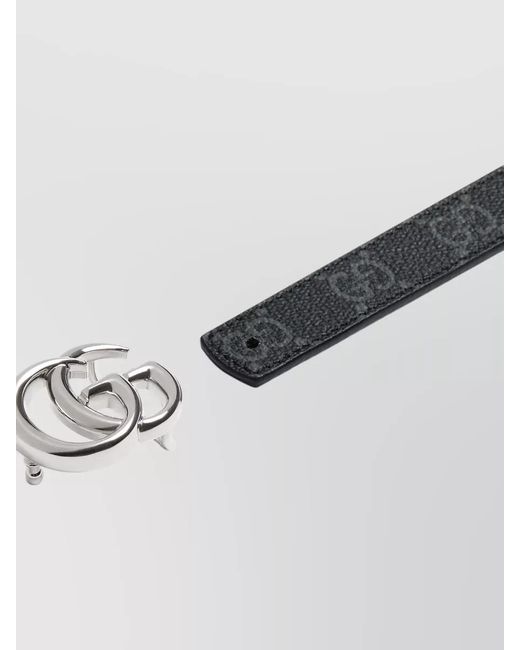 Gucci Gray Leather Reversible Thin Belt