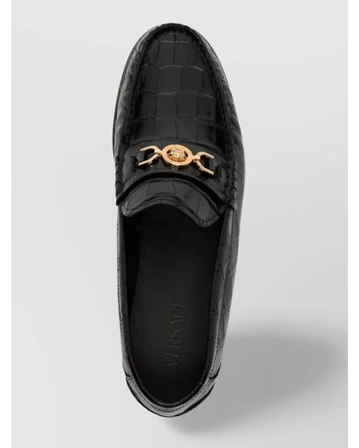 Versace Black Leather Loafers for men
