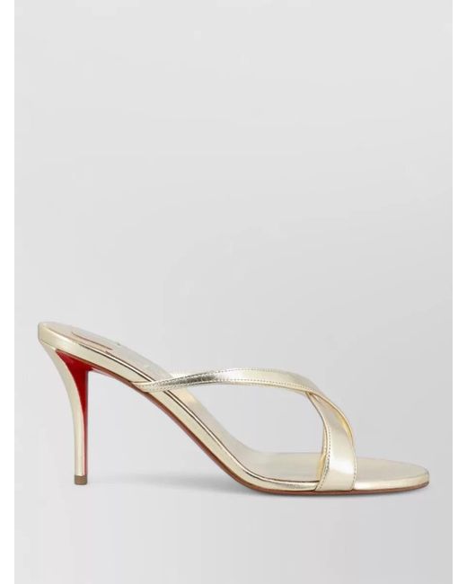 Christian Louboutin White Mulazee Leather Mules High Heel Sandals