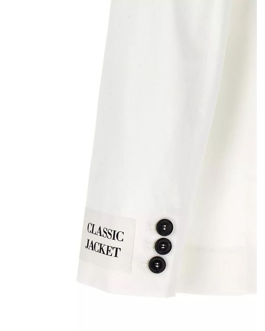Moschino Natural Double-Breasted Blazer With Buttoned Cuffs