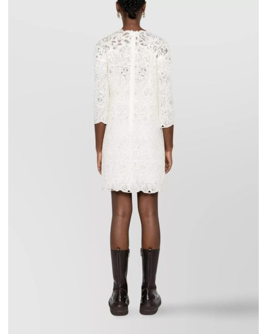 Ermanno Scervino White Lace Knee-Length Dress