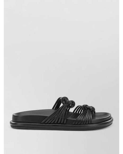 Santoni Black Flat Sandals Open Toe Knotted Straps