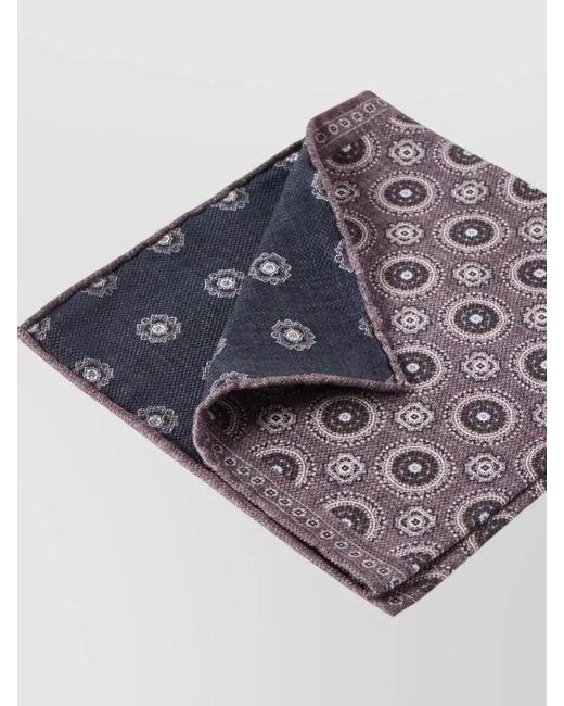 Brunello Cucinelli Blue Pocket Square Scarf Patterned Reversible Texture for men