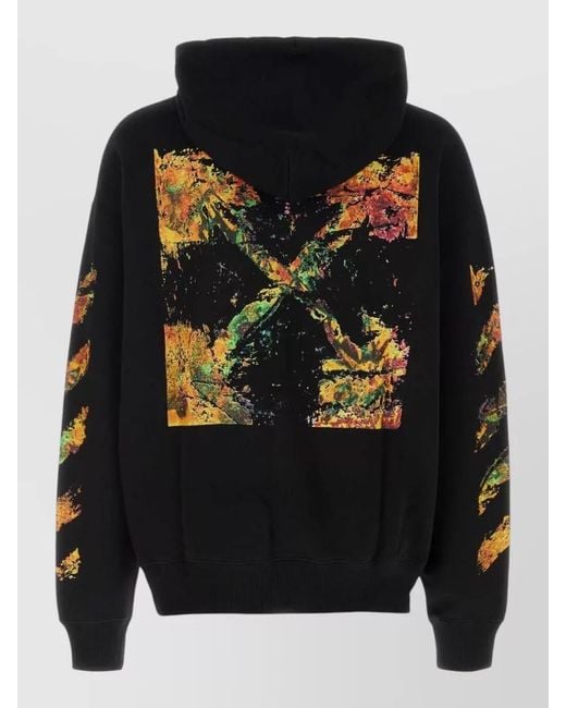 Off-White c/o Virgil Abloh Black Cotton Hooded Sweatshirt Graphic Front for men
