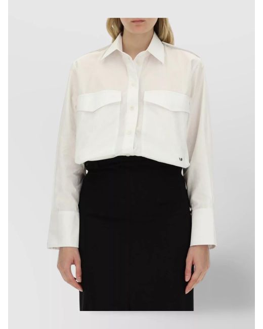 Victoria Beckham White Shirt With Long Sleeves And Pockets