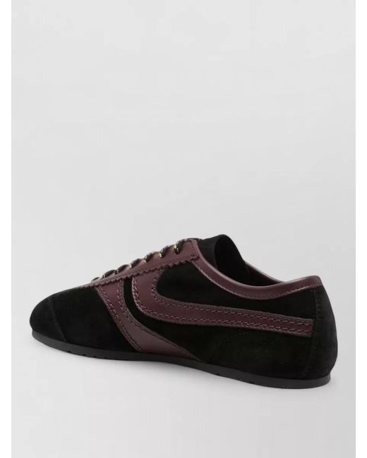 Dries Van Noten Black Lace Sneakers Low Top Suede Panels