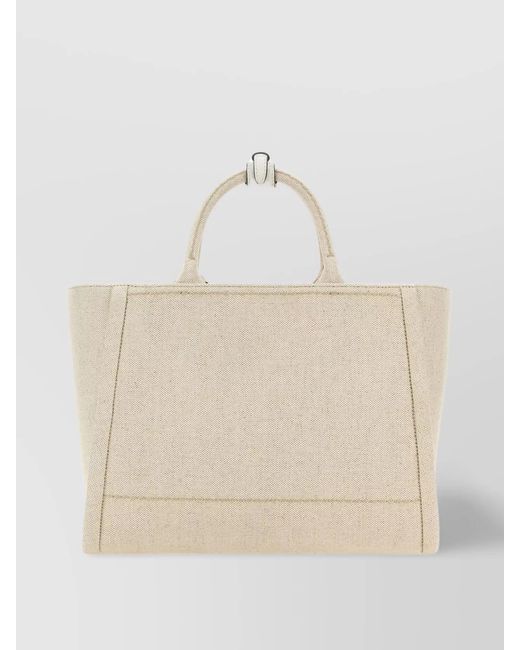 Prada Natural Triangle Canvas Tote Bag