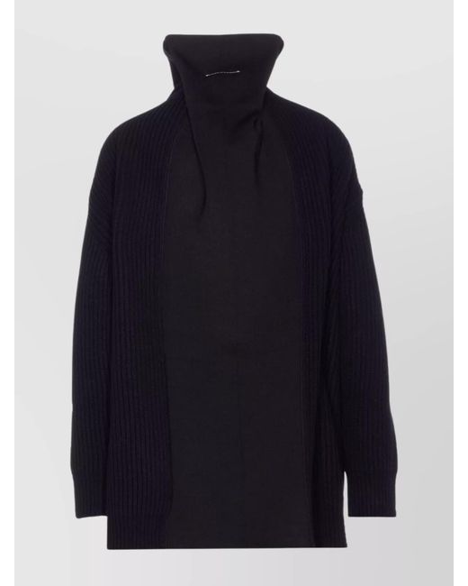 MM6 by Maison Margiela Blue Wool Blend Ribbed Oversized Zip Cardigan Dress