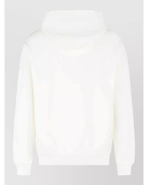 C P Company White Cotton Hooded Sweatshirt Kangaroo Pocket for men