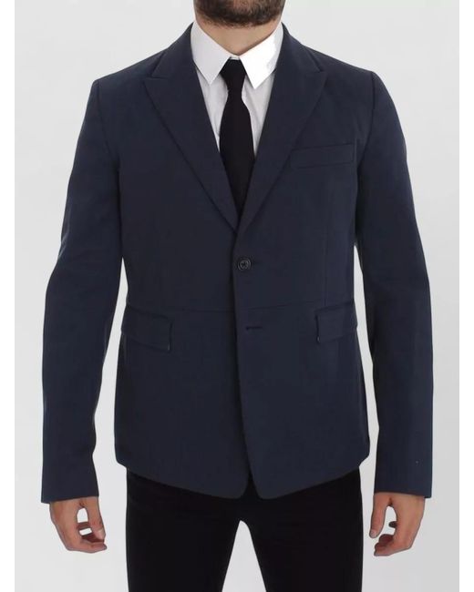Dolce & Gabbana Blue Cotton Single-Breasted Blazer for men