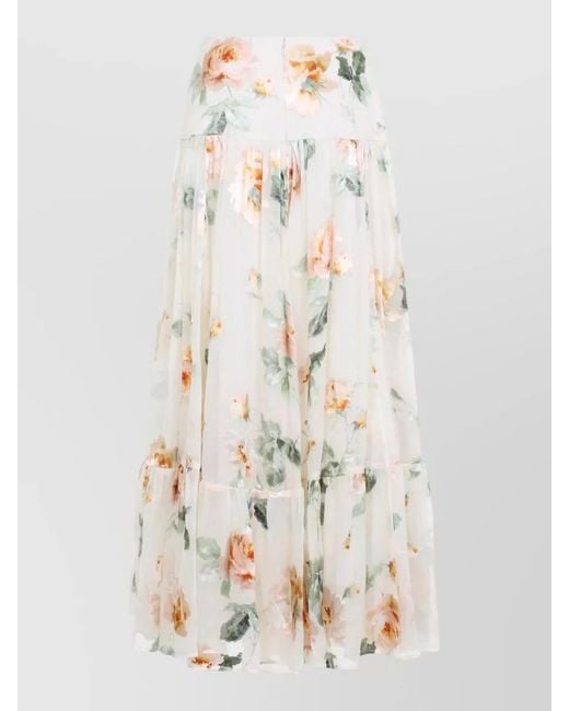 Zimmermann White Carousel Burnout Midi Skirt Floral Design
