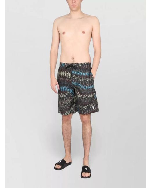Marcelo Burlon Gray Logo Pattern Swim Shorts Drawstring Waist for men
