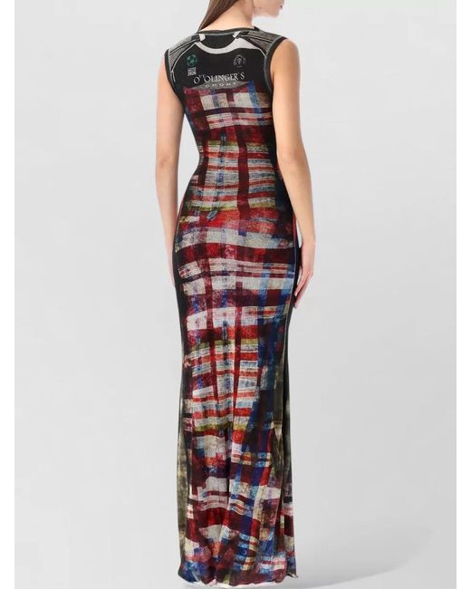 OTTOLINGER Red Mesh Dress Floor Length Graphic Print
