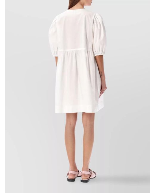 Ganni White Organic Cotton Cutout Mini Dress