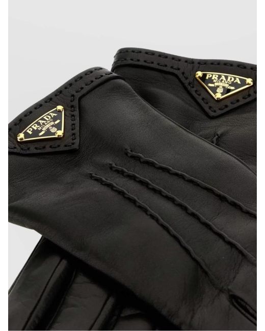 Prada Black Nappa Leather Gloves