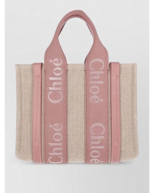 Chloé Pink Beach Bag Textured Finish Adjustable Strap