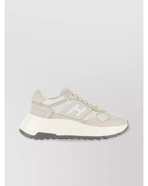 Hogan White Leather Panelled Low-Top Sneakers