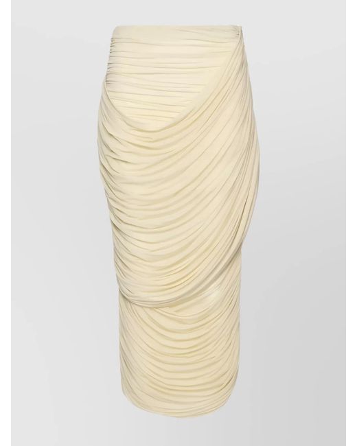 Magda Butrym Natural Draped Slim-Fit Midi Skirt