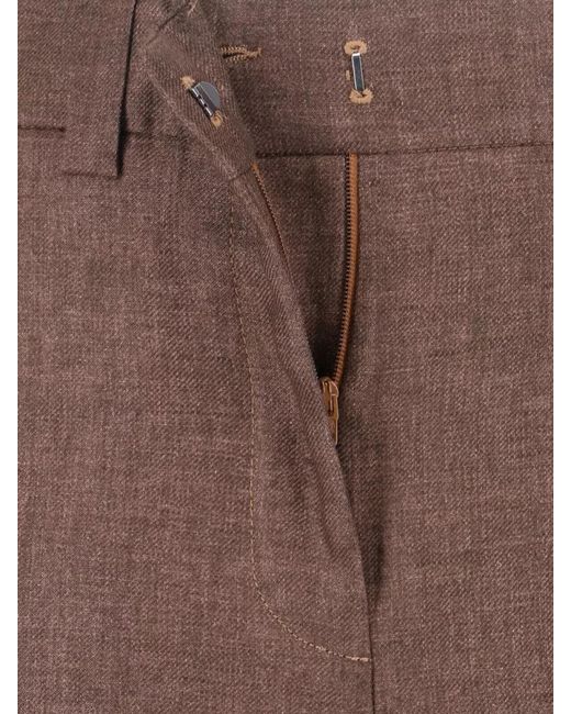 Incotex Brown Tailored Straight Trousers Belt Loops Back Pocket