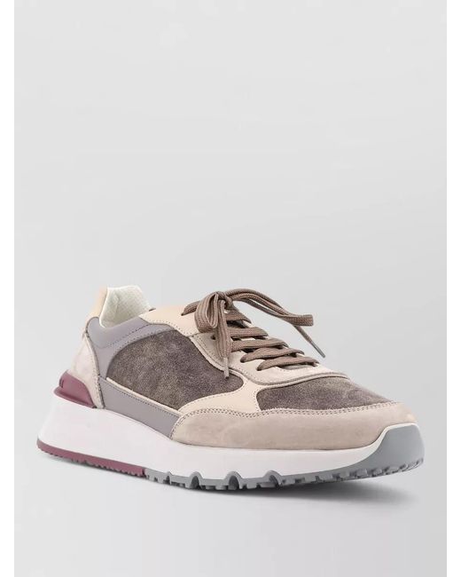Brunello Cucinelli White Low Top Sneakers Contrasting Sole Textured Outsole for men