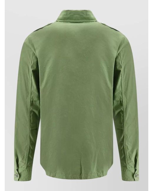 Aspesi Green Cotton Field Shirt Jacket Front Pockets for men