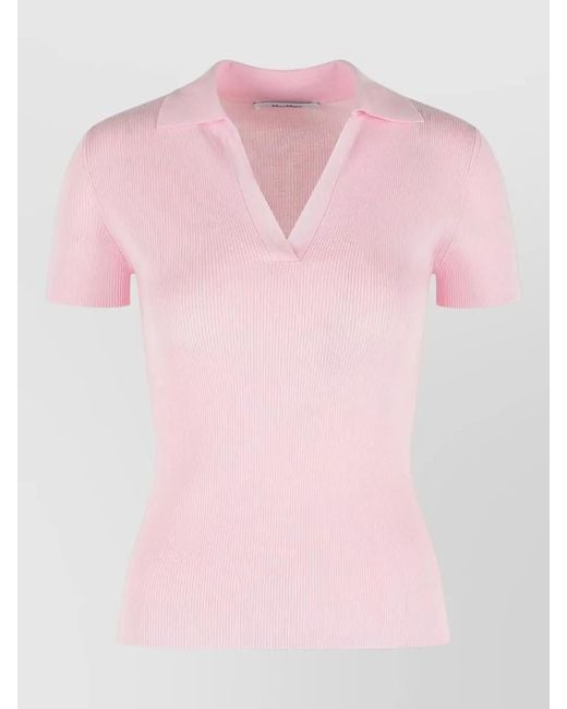 Max Mara Pink Virgin Wool Polo Shirt