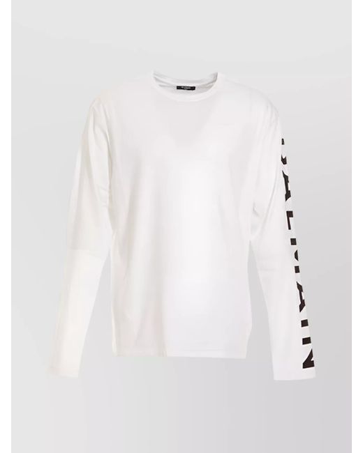 Balmain White Crew Neck Long Sleeves T-Shirt for men