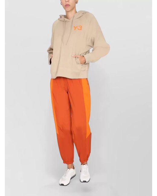 Y-3 Orange Jogger Pants Contrast Panels Elastic Waistband