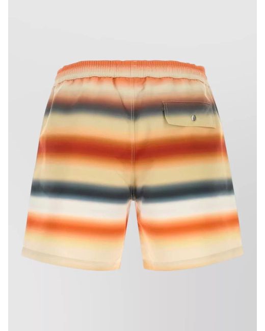 Loewe Orange Striped Polyester Swim Shorts Back Pocket for men