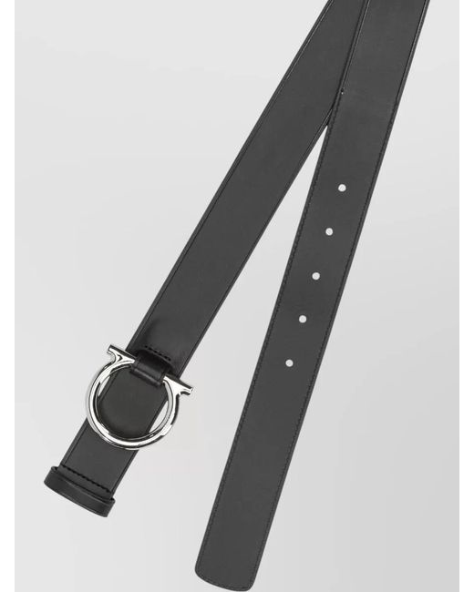 Ferragamo Gray Gancini Leather Belt Adjustable Length Smooth for men