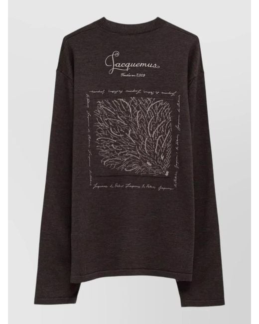 Jacquemus Black Merino Wool Crewneck T-Shirt for men