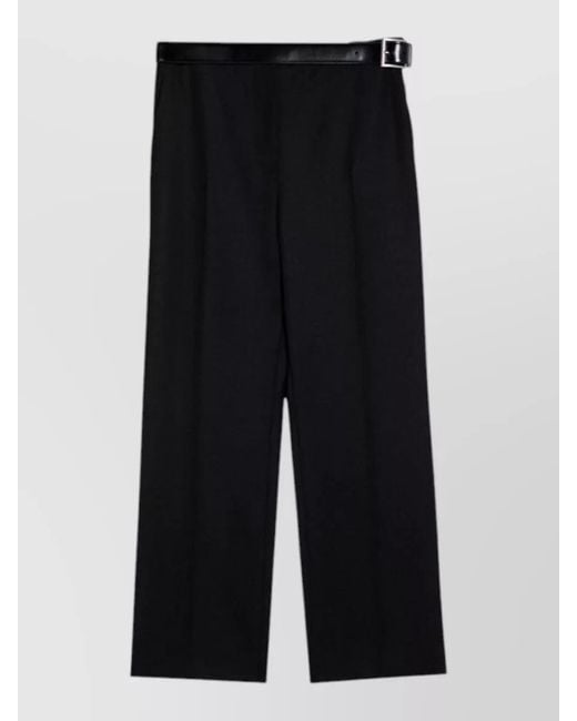 Prada Black Belted Waist Trousers Wide Leg Design