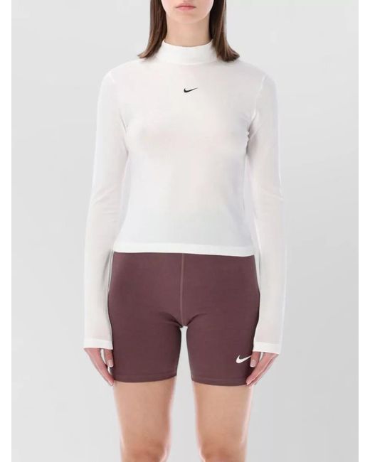 Nike White Mock Neck Long-Sleeve T-Shirt